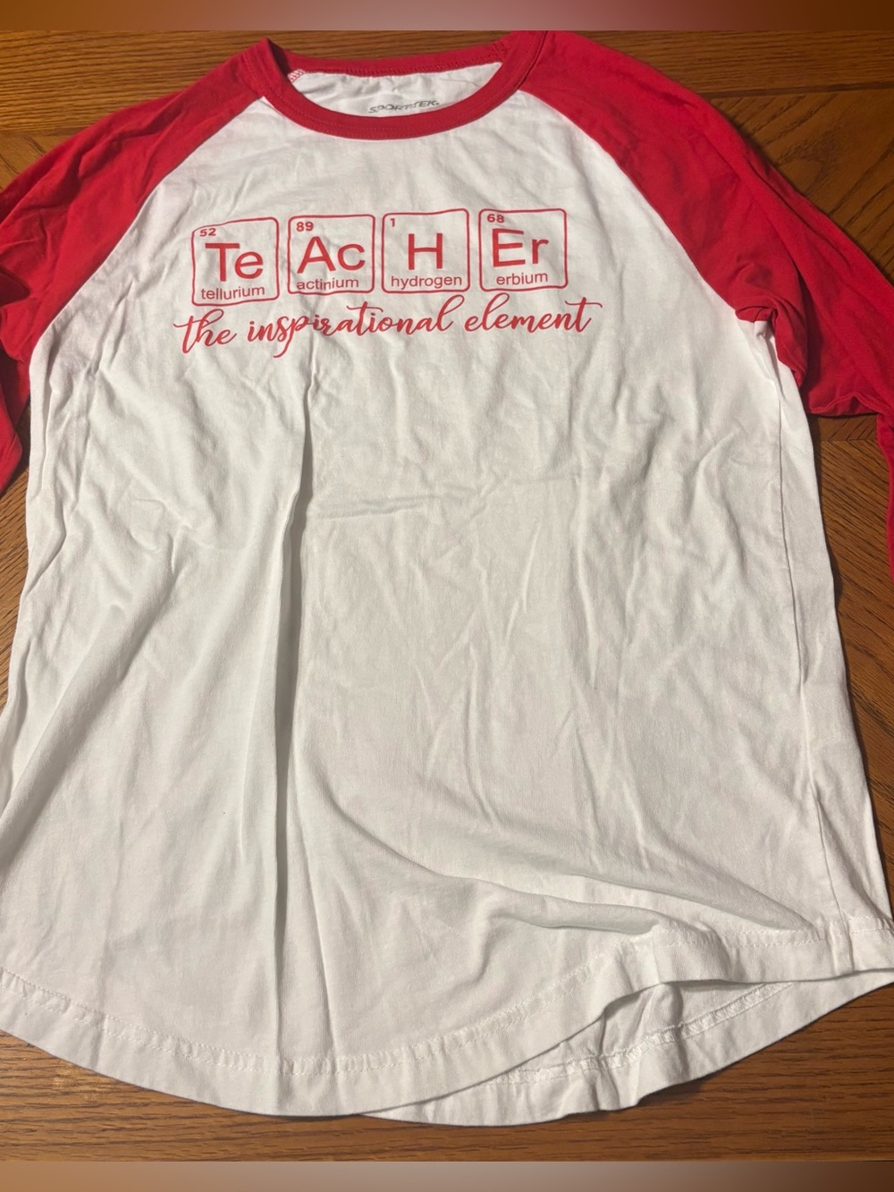 Teacher Raglan inspirational element baseball tee size small